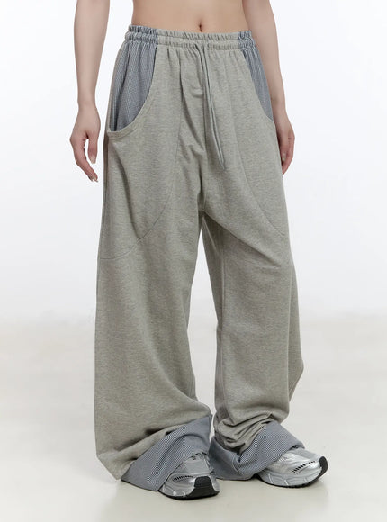 Two-Toned Wide-Leg Sweatpants CA502