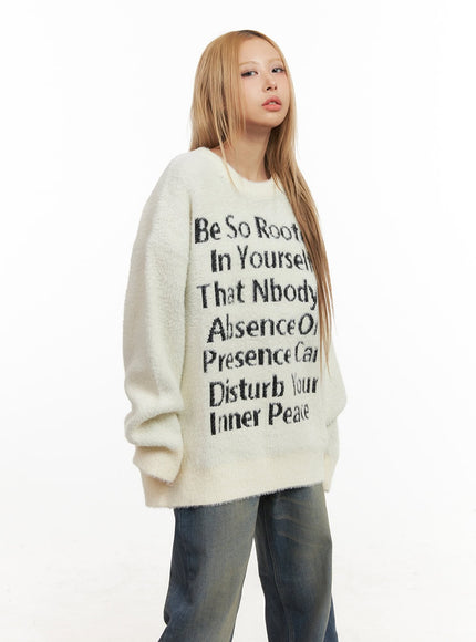 Fuzzy Graphic Oversized Sweater CJ508