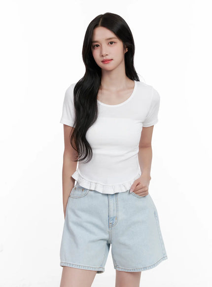 Ruffle Scoop-Neck Top CL516