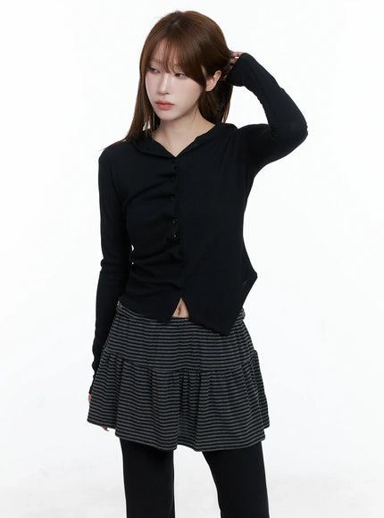 Twisted Button-Up Hooded Cardigan CS501