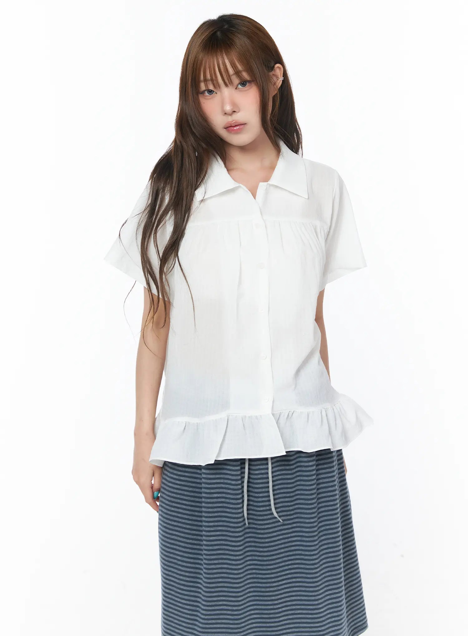 ruffle-hem-short-sleeve-shirt-cy529