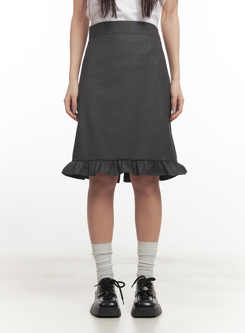 frill-straight-fit-midi-skirt-cf526