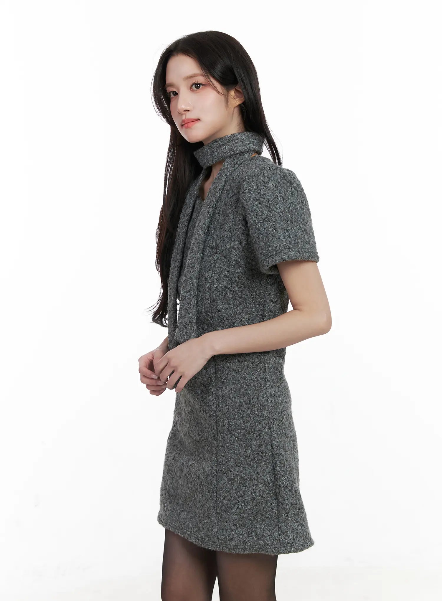 textured-mini-dress-and-scarf-set-cn526