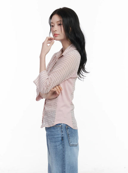 slim-fit-checkered-3-4-sleeve-shirt-ca510