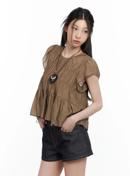 tiered-puff-sleeve-blouse-cl501