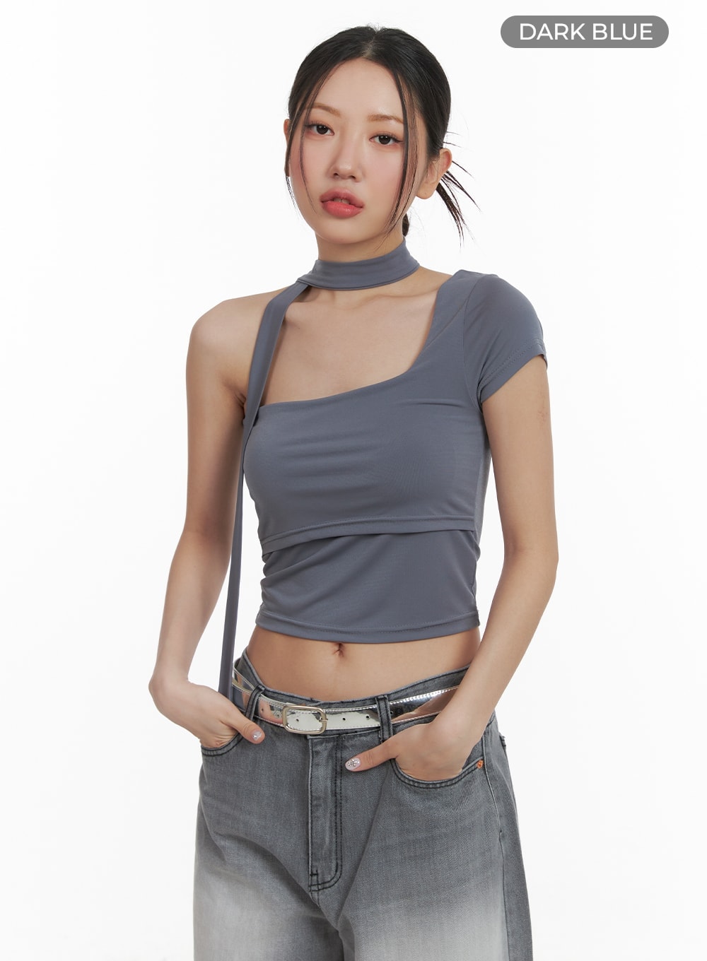 one-shoulder-crop-tee-with-thin-scarf-ca416