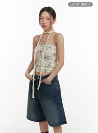 wrinkled-floral-tube-top-with-scarf-ca415