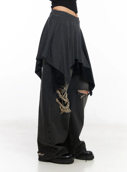 striped-asymmetric-flare-skirt-cd1202