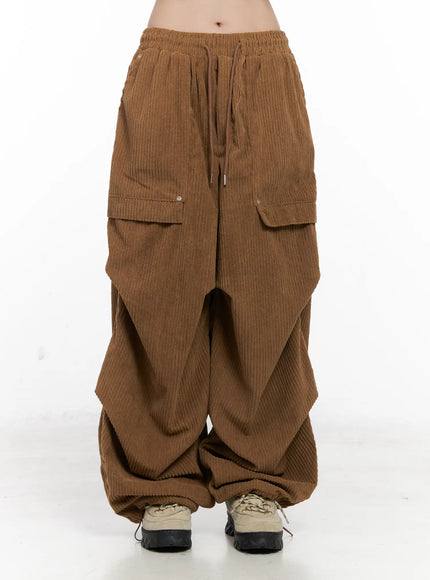 Corduroy Wide-Leg Cargo Pants CN512