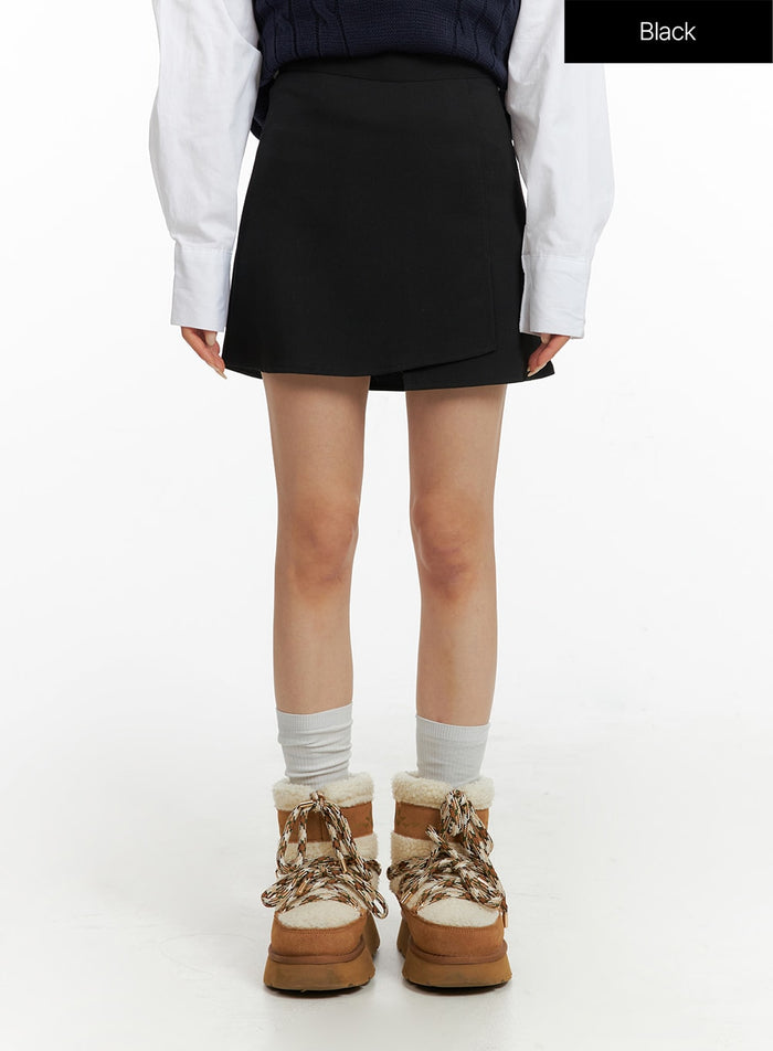 basic-wraparound-mini-skirt-cf415 / Black