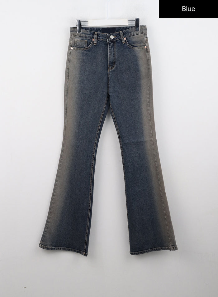 side-washed-denim-boot-cut-jeans-cn315 / Blue