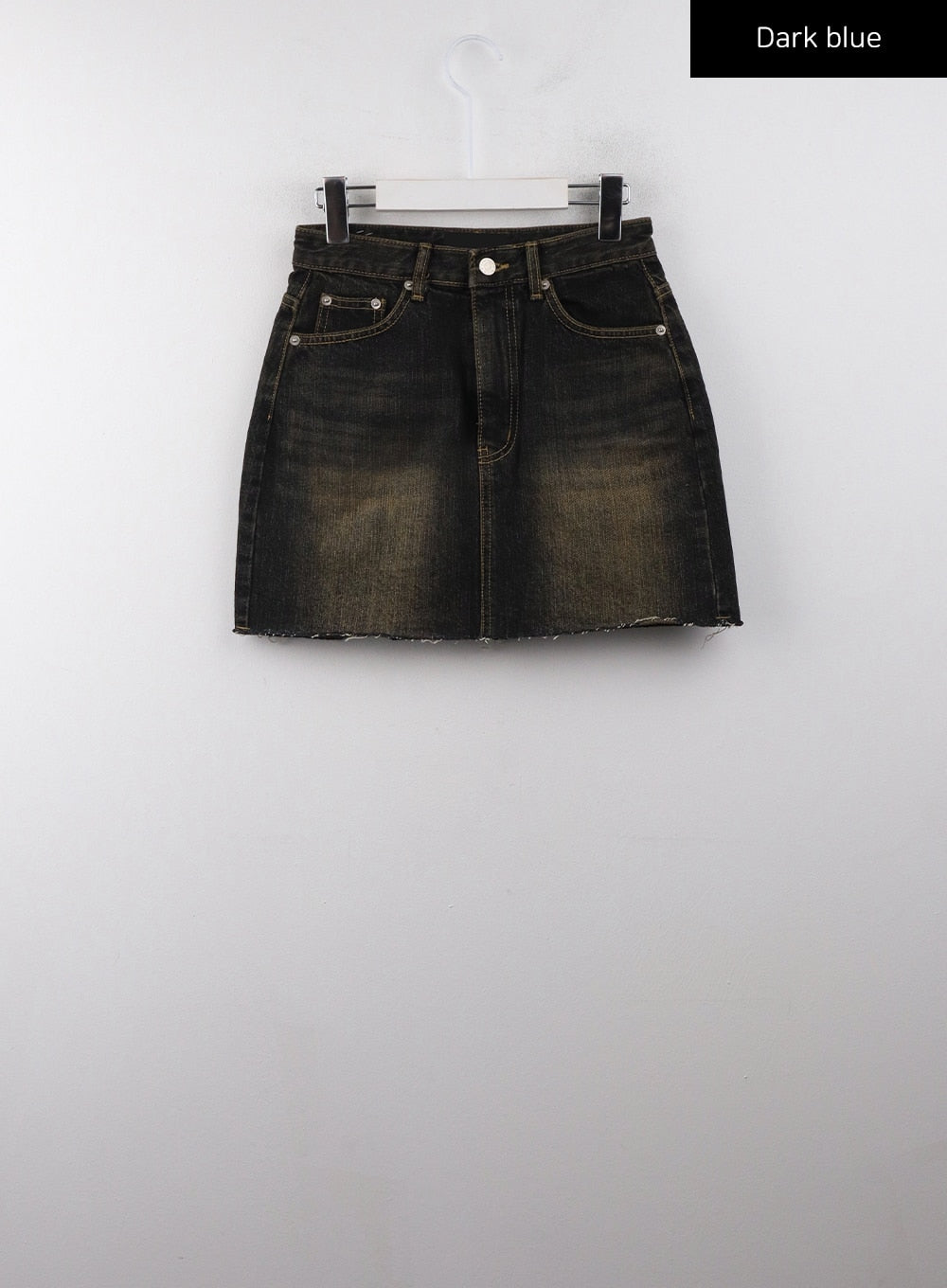 washed-denim-mini-skirt-cj404 / Dark blue