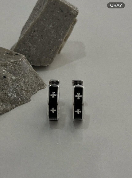 mini-cross-ring-earrings-il415 / Gray