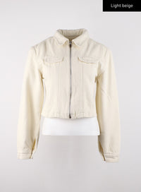 plush-pants-and-collar-zipper-jacket-cd315 / Light beige