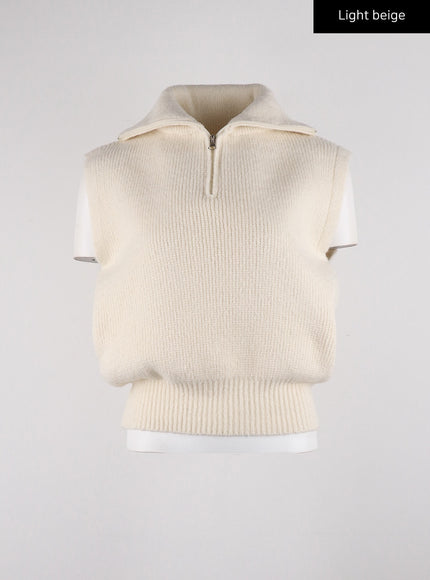 half-zip-sweater-vest-cd312 / Light beige