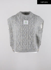 recycled-polyester-cable-knit-sweater-vest-cd314 / Light gray