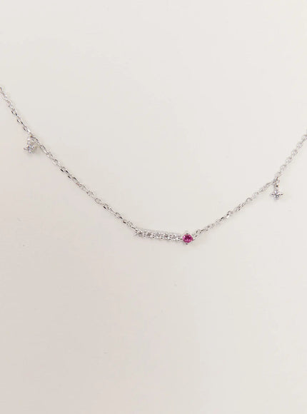acc-red-cubic-charm-necklace-kc1008 / Silver
