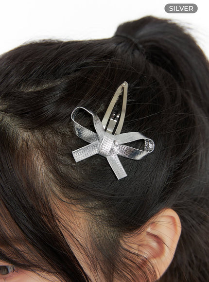 sally-ribbon-hair-pin-is413 / Silver