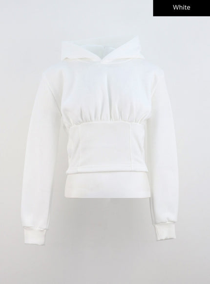 wide-band-shirring-hooded-top-cn320 / White