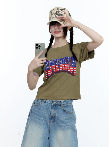 Patriotic Graphic Cropped Top CG507