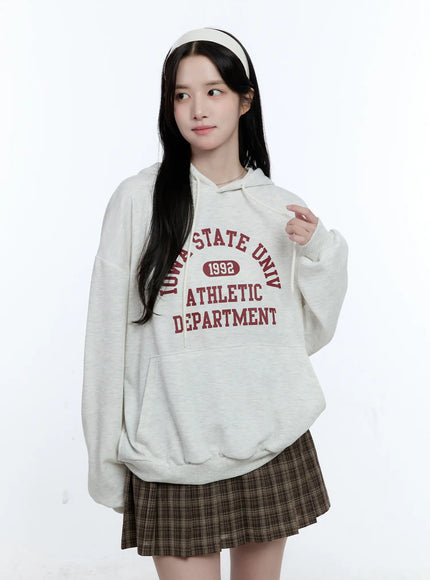 University Print Oversized Hoodie CG514