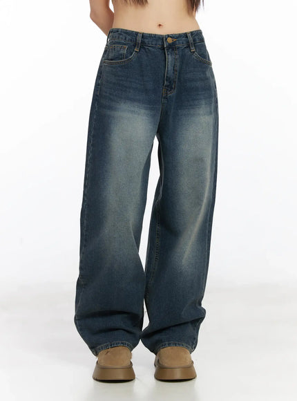 Eliza Fleece-Lined Washed Wide Leg Jeans CD518
