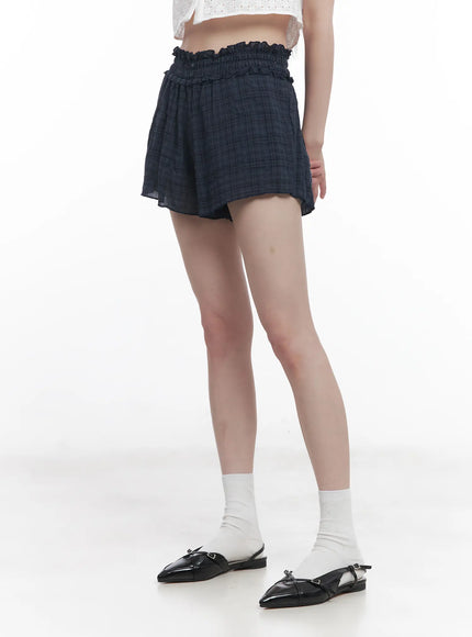 plaid-print-frilly-shorts-cu518