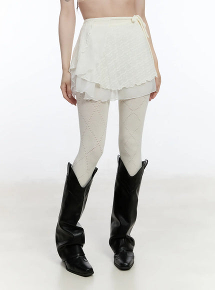 Lace Wrap Mini Skirt CA503