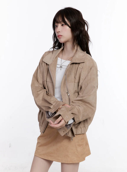 loose-fit-suede-jacket-co501 / Beige