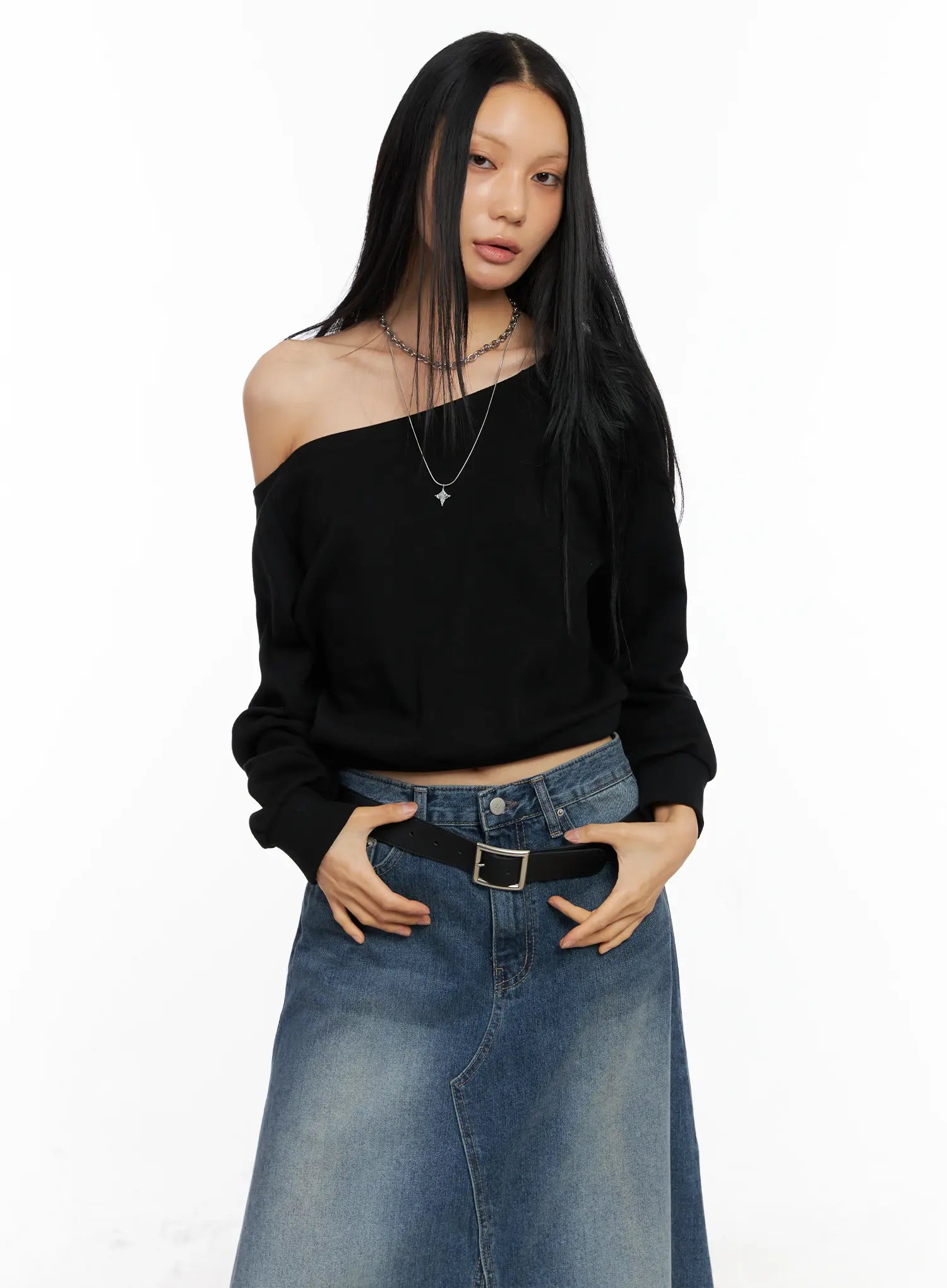 casual-boat-neck-sweatshirt-co529 / Black