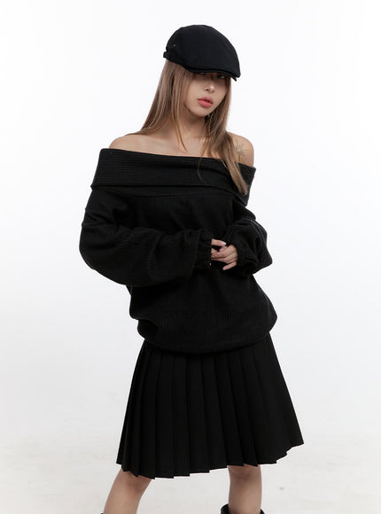 off-shoulder-solid-top-cn425 / Black