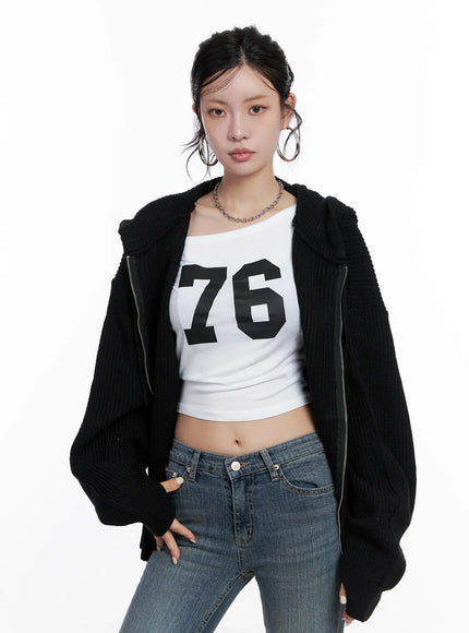 knit-zip-up-hoodie-cs510 / Black