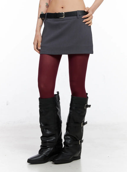 Low-Rise Belted Mini Skirt CO508