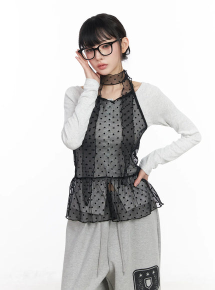 polka-dot-sheer-tank-top-and-scarf-cf518