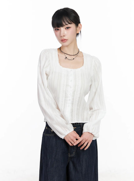 lace-button-front-square-neck-blouse-cf518