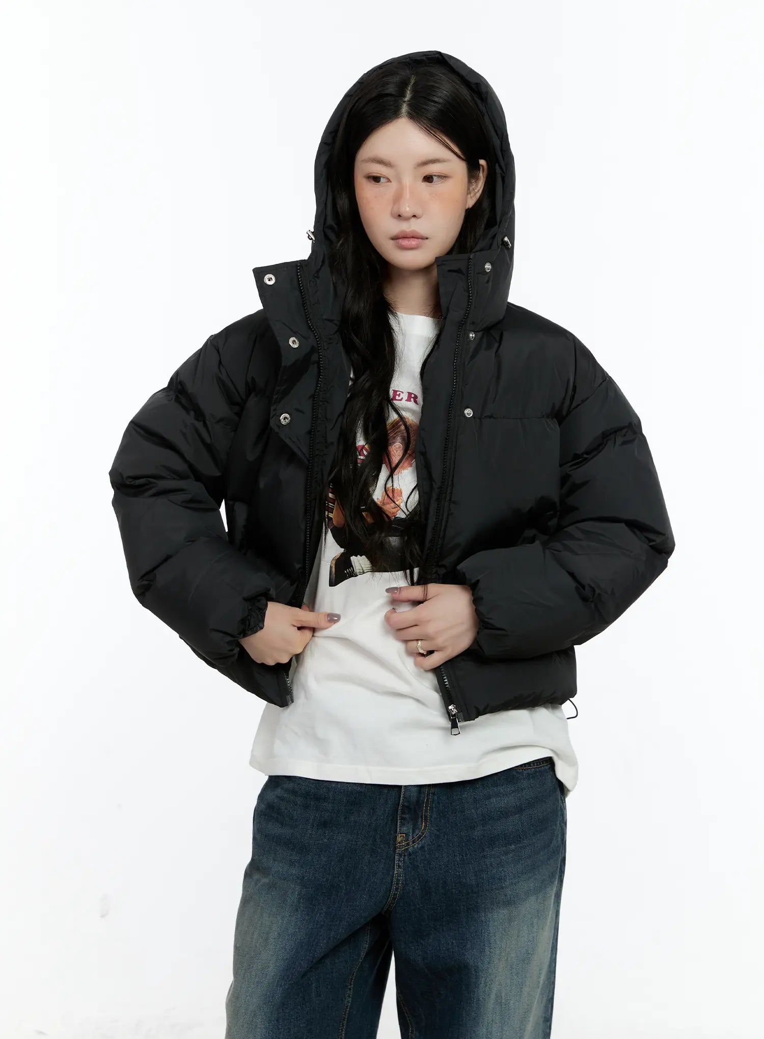 High Neck Cropped Puffer Jacket CN513