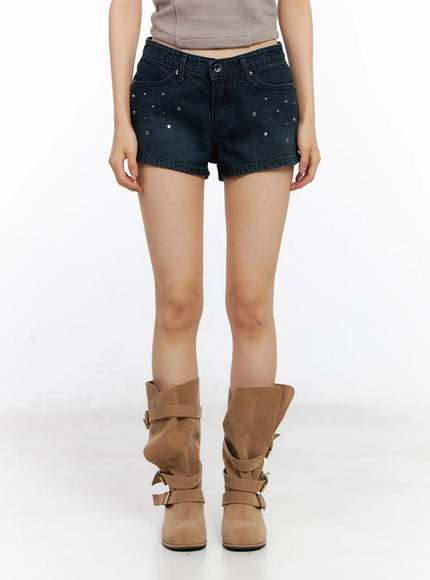 studded-washed-denim-shorts-cl530