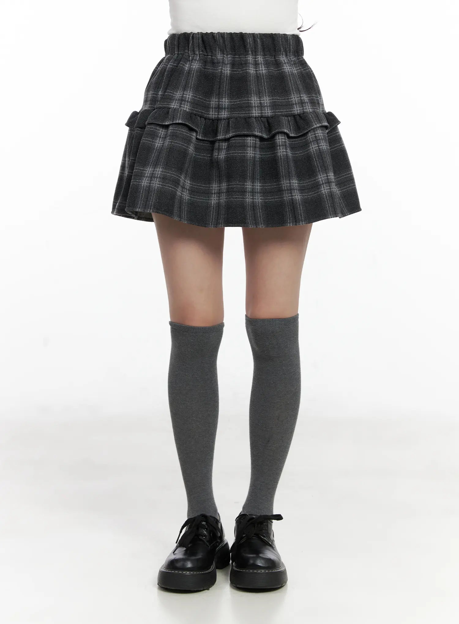 plaid-tiered-mini-skirt-cn527