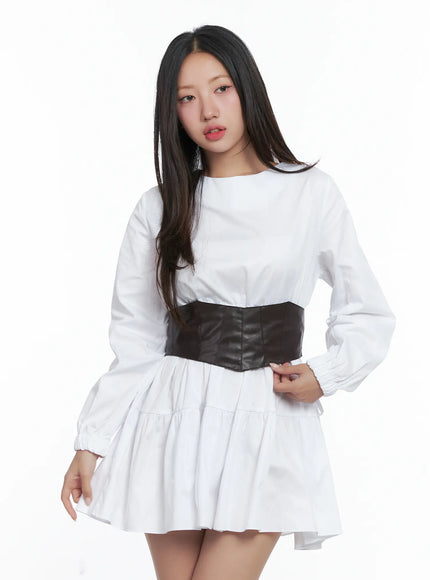 Vegan Leather Lace-Up Corset Belt Top CS503