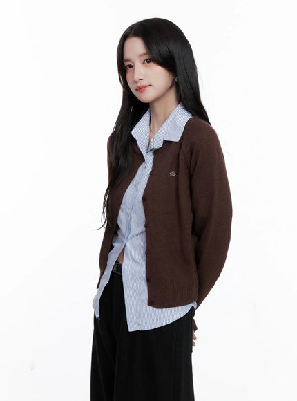 button-up-crewneck-cardigan-cs523 / Dark brown