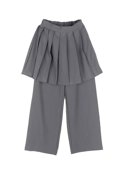 pleated-wrap-skirt-pants-cg515 / Dark gray
