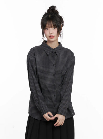 checkered-button-up-shirt-cg515 / Dark gray