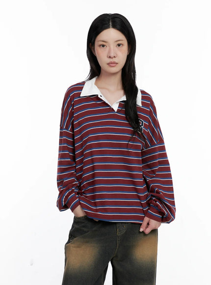 Striped Polo Long Sleeve Shirt CS526
