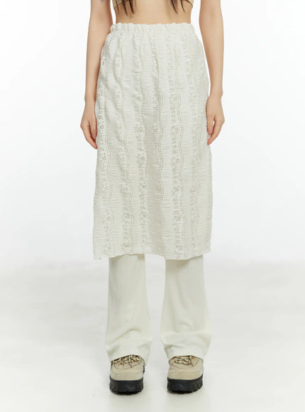 Textured Maxi Skirt Pants CF509