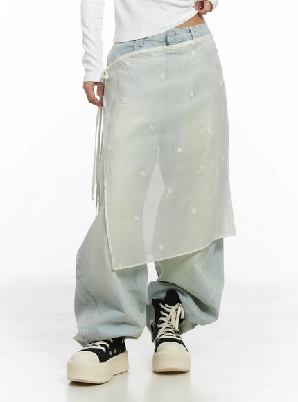 Sheer Latered Midi Skirt CJ512