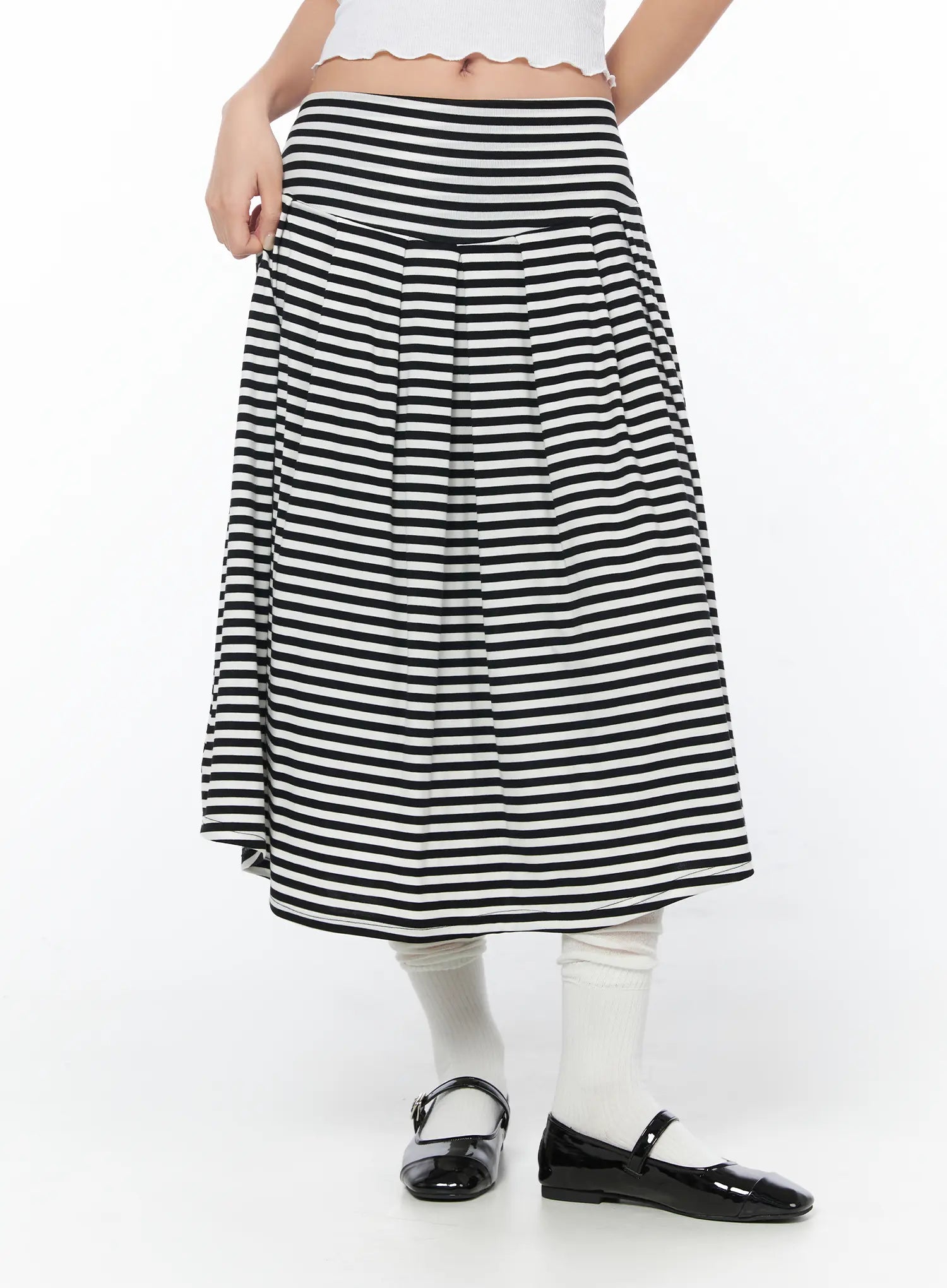 striped-flare-long-skirt-cy512