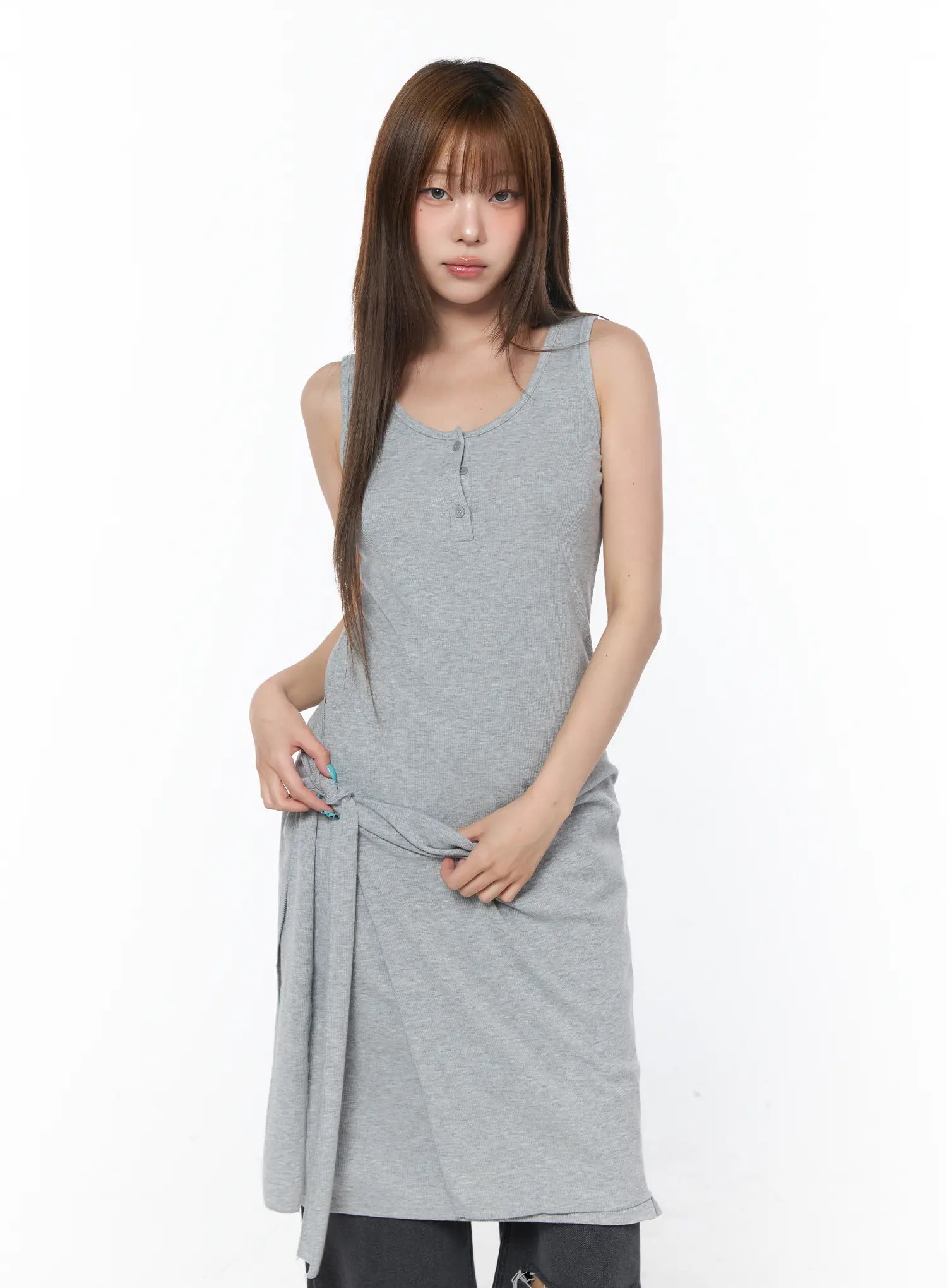 casual-sleeveless-wrap-midi-dress-set-cy529