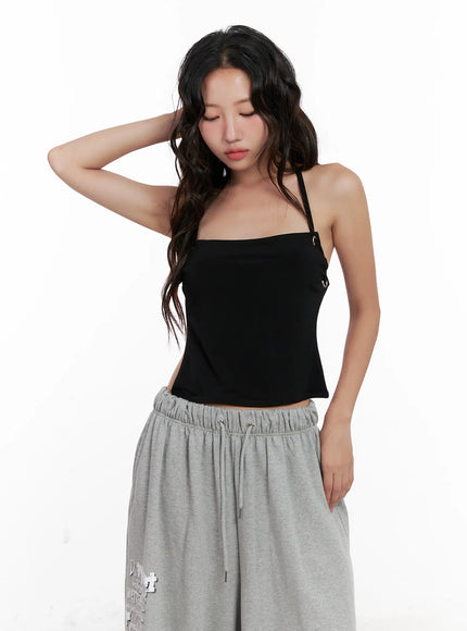 Eyelet Halter Knit Top CL521