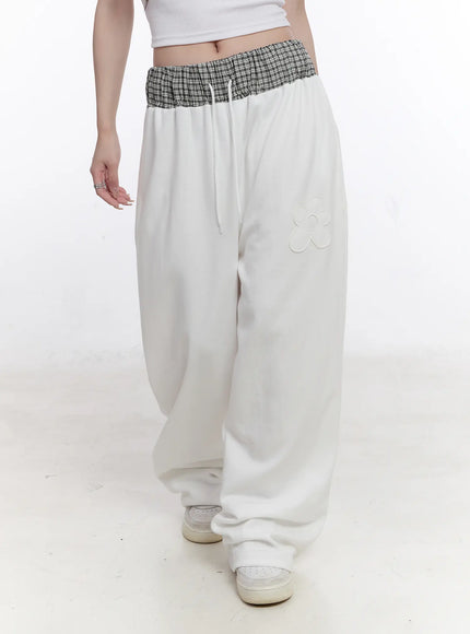 plaid-waist-wide-leg-sweatpants-cs530