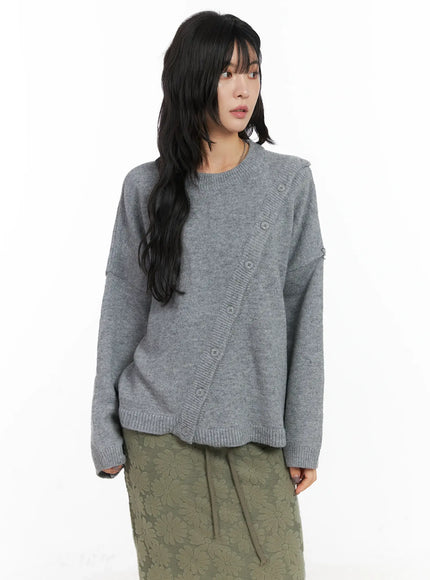 loose-buttoned-knit-sweater-cn528 / Gray